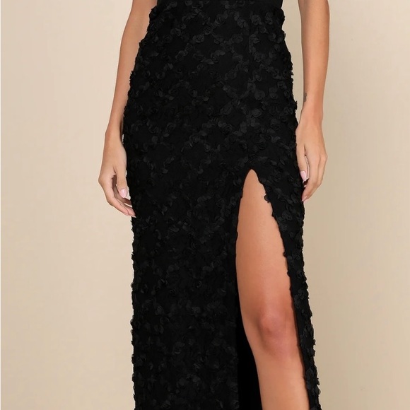 Blue Ruffled Strapless Maxi Gown - Picture 3 of 4